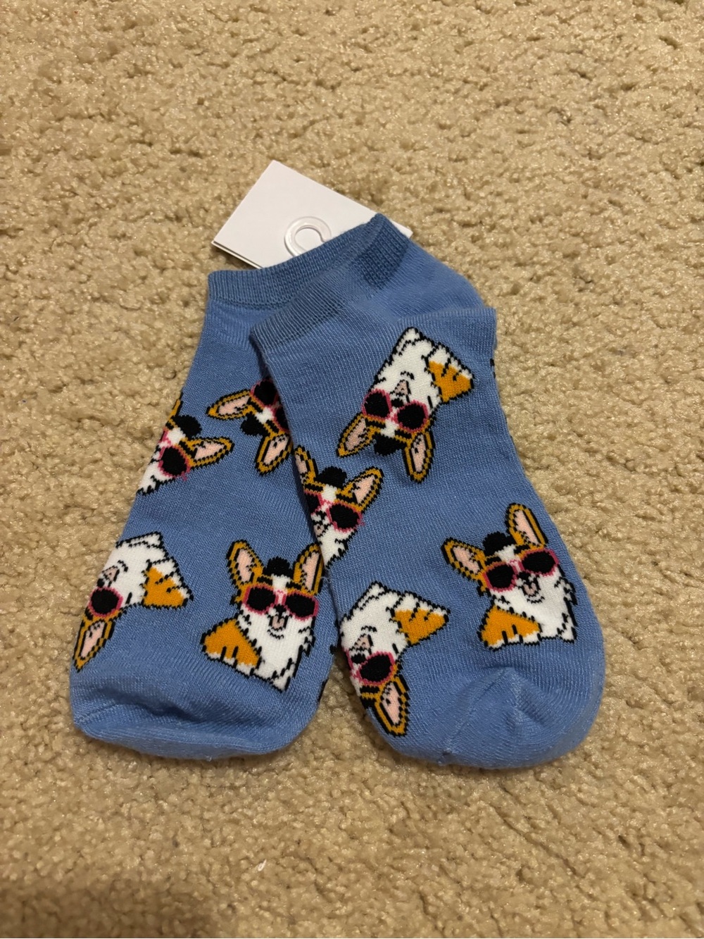 Blue Corgi Pattern Low-Cut Dog Socks